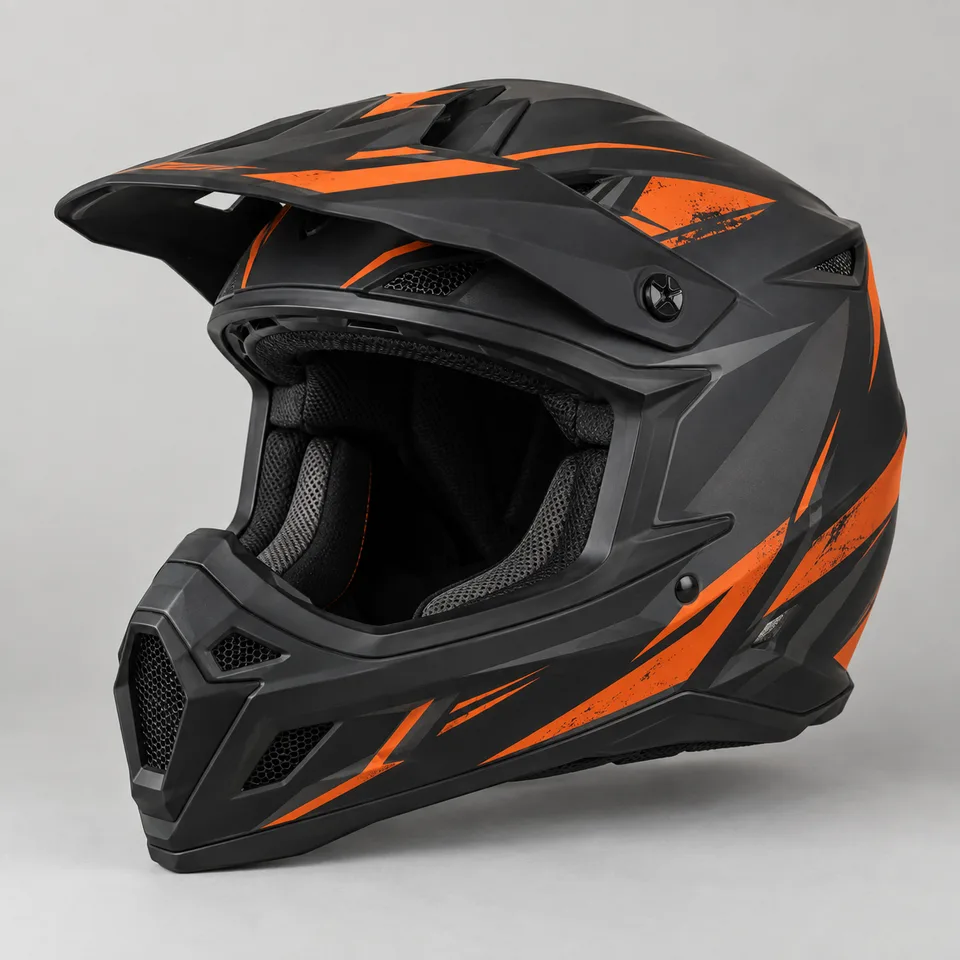 Capacete off-road Apex preto e laranja